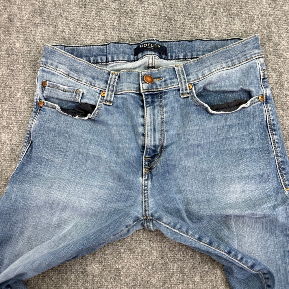 Fidelity Jeans Mens 34 (Fits 32x33.5) Blue Torino Slim Fit Cruz Stretch *FADED - Picture 5 of 16
